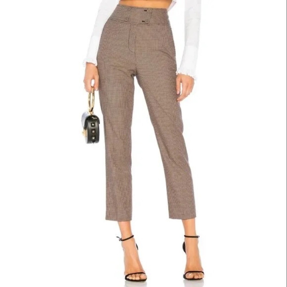 Rebecca Taylor Houndstooth crop style office pant four button high rise pants